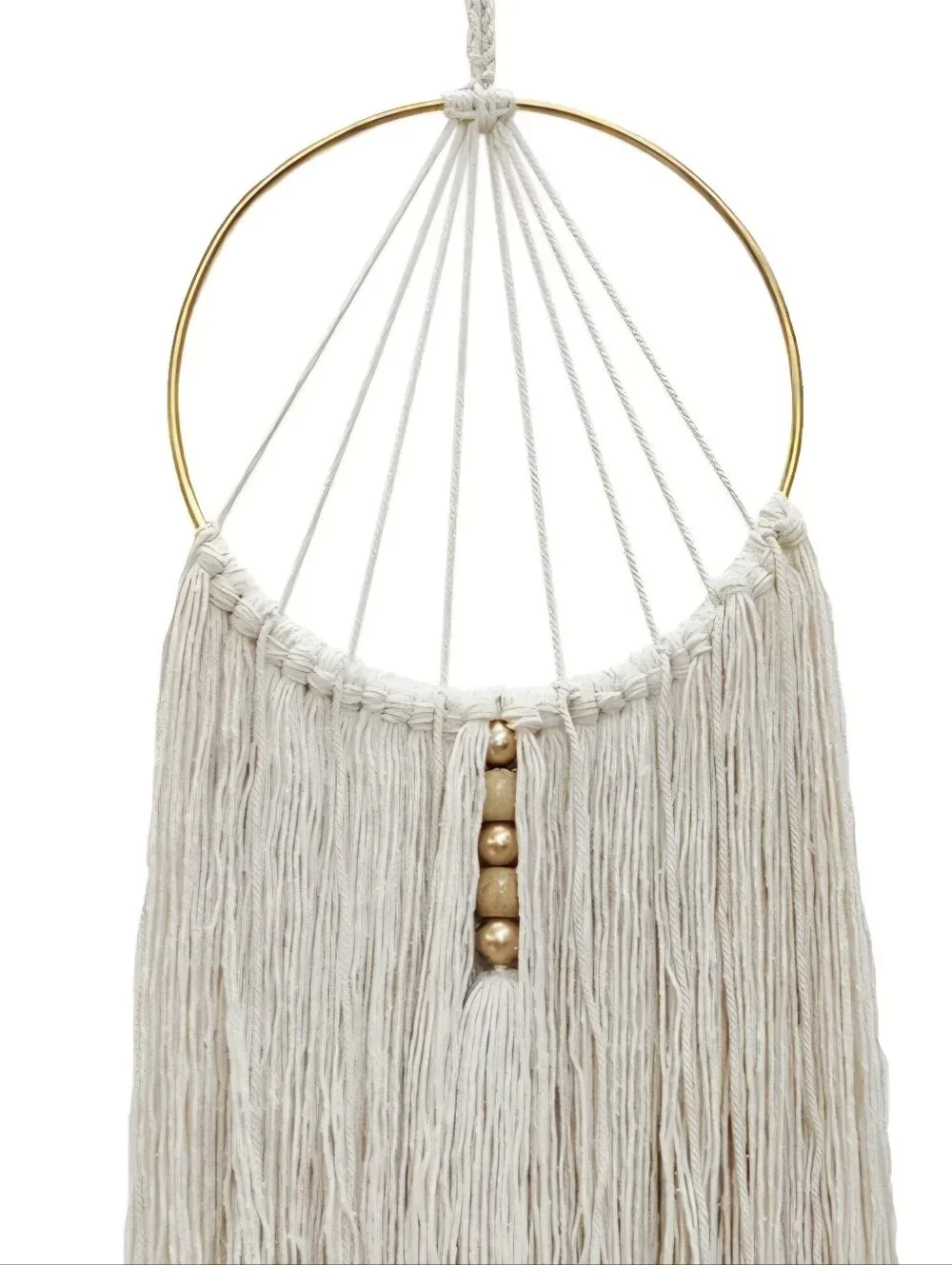 NWT At Home Chic Geometric Cream Gold Macrame Wall Decor Neutral & Boho Sz 18